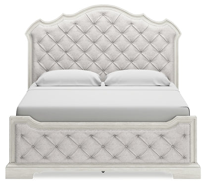 Arlendyne King Upholstered Bed with Mirrored Dresser and Nightstand