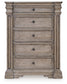 Blairhurst King Panel Bed with Mirrored Dresser, Chest and Nightstand