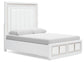 Chalanna Queen Upholstered Storage Bed with Mirrored Dresser, Chest and Nightstand