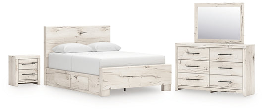 Lawroy Queen Panel Bed with Mirrored Dresser and Nightstand