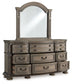 Ardenfield Queen Upholstered Sleigh Bed with Mirrored Dresser, Chest and Nightstand