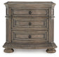 Ardenfield Queen Upholstered Sleigh Bed with Mirrored Dresser, Chest and Nightstand