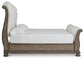 Ardenfield King Upholstered Sleigh Bed with Mirrored Dresser and Chest