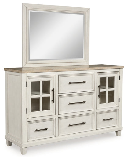 Shaybrock Queen Panel Bed with Mirrored Dresser
