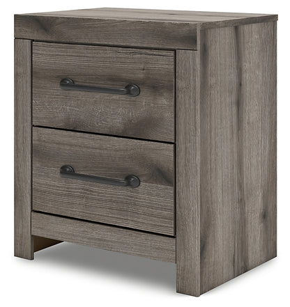 Graystorm Full Panel Bed with Mirrored Dresser and Nightstand