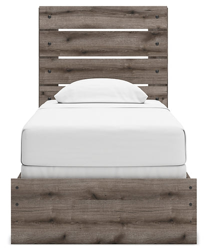 Graystorm Twin Panel Bed with Mirrored Dresser