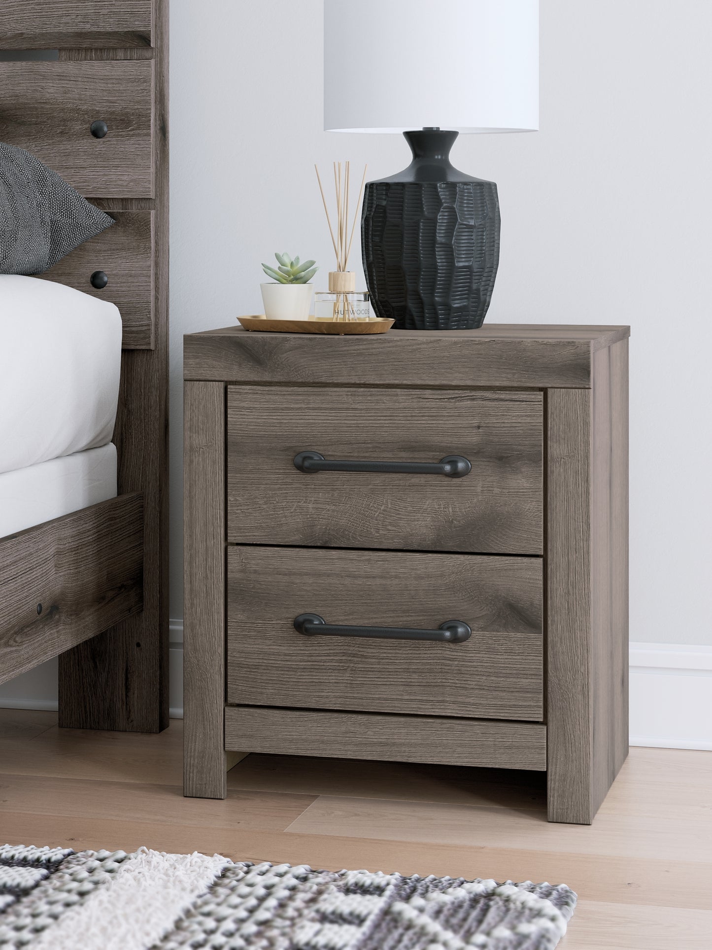 Graystorm Twin Panel Bed with Mirrored Dresser and Nightstand