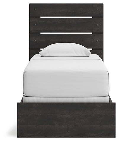 Hollivern Twin Panel Bed with Mirrored Dresser