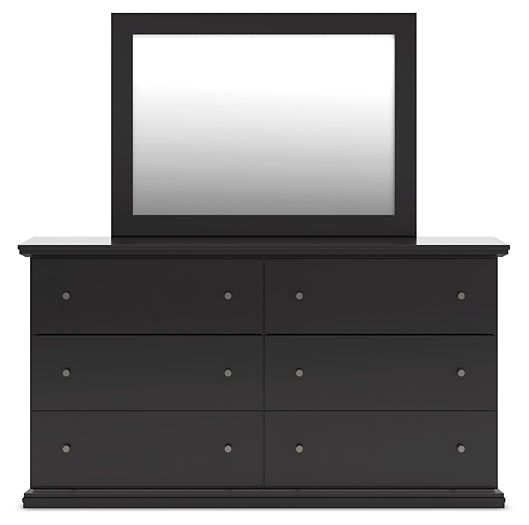 Maribel Full Panel Bed with Mirrored Dresser