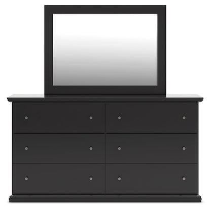 Maribel Full Panel Bed with Mirrored Dresser