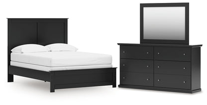 Maribel Full Panel Bed with Mirrored Dresser