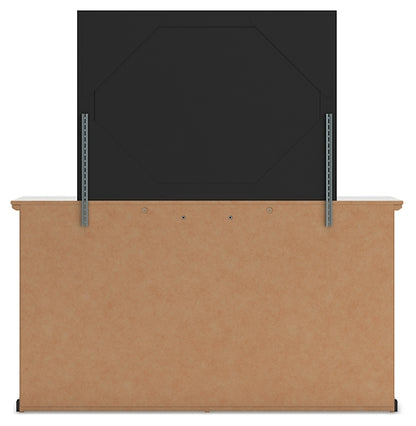 Maribel King Panel Bed with Mirrored Dresser and Nightstand