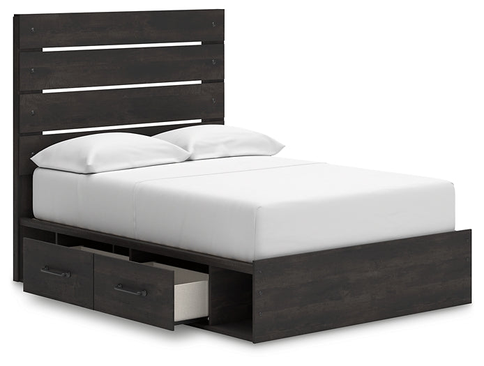 Hollivern Full Panel Bed with Storage with Mirrored Dresser and Nightstand