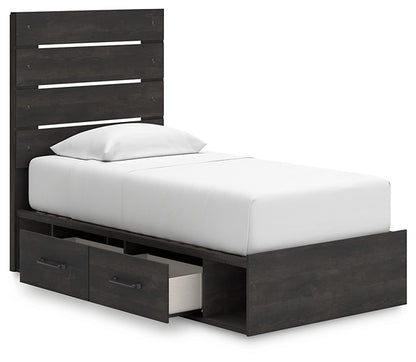 Hollivern Twin Panel Bed with Storage with Mirrored Dresser