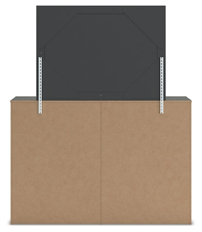 Fraluna King Panel Bed with Mirrored Dresser