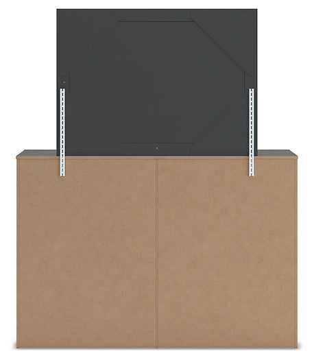 Fraluna Queen Panel Storage Bed, Dresser, Mirror and Nightstand