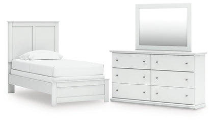 Bostwick Shoals Twin Panel Bed with Mirrored Dresser
