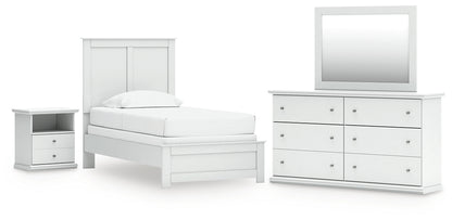 Bostwick Shoals Twin Panel Bed with Mirrored Dresser and Nightstand