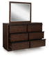 Dilenno Queen Canopy Bed with Mirrored Dresser, Chest and Nightstand