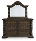 Maylee King Canopy Bed with Mirrored Dresser and Nightstand
