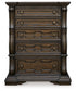 Maylee King Canopy Bed with Mirrored Dresser and Chest