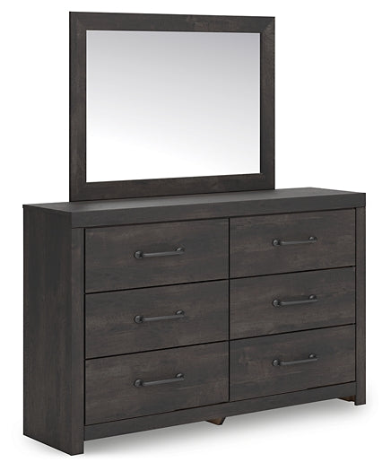 Hollivern Queen Panel Bed with Mirrored Dresser and Nightstand