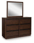 Dilenno California King Canopy Bed with Mirrored Dresser and Chest