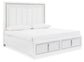 Chalanna King Upholstered Storage Bed with Mirrored Dresser and Chest