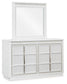 Chalanna King Upholstered Storage Bed with Mirrored Dresser