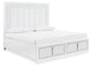 Chalanna King Upholstered Storage Bed with Mirrored Dresser, Chest and Nightstand