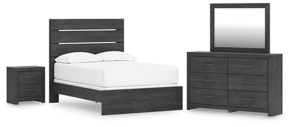 Hollivern Full Panel Bed with Mirrored Dresser and Nightstand