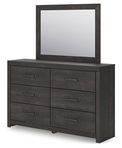 Hollivern Full Panel Bed with Mirrored Dresser