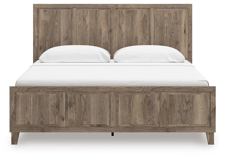 Rusticott King Panel Bed with Mirrored Dresser