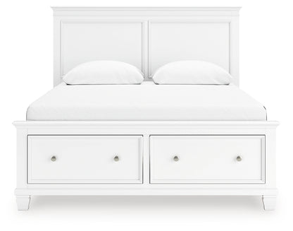 Fortman Queen Panel Storage Bed with Mirrored Dresser and Nightstand