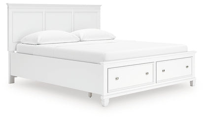 Fortman California King Panel Storage Bed, Dresser, Mirror and Nightstand