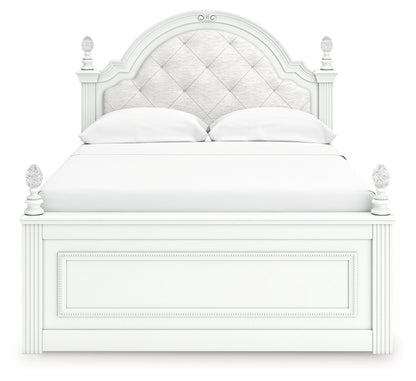 Kozlani Full Upholstered Panel Bed, Dresser and Mirror