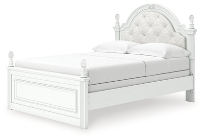 Kozlani Full Upholstered Panel Bed, Dresser and Mirror