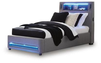 Verishaw Twin Upholstered Bed with Wireless Audio