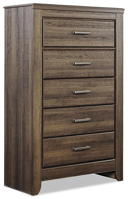 Juararo King/California King Panel Headboard Bed with Mirrored Dresser, Chest and Nightstand