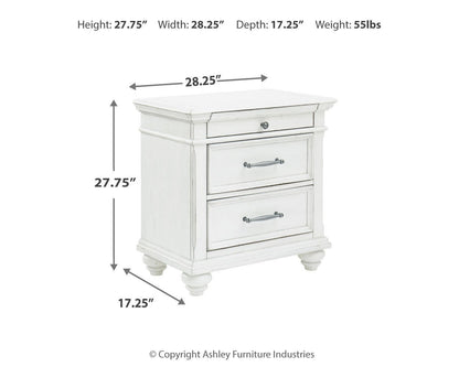 Kanwyn King Panel Bed with Storage with Mirrored Dresser, Chest and Nightstand