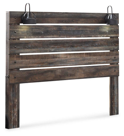 Drystan King Panel Headboard Bed with Mirrored Dresser, Chest and Nightstand