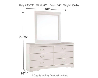 Anarasia Queen Sleigh Bed with Mirrored Dresser and Nightstand