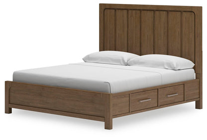 Cabalynn King Panel Bed with Storage with Mirrored Dresser, Chest and Nightstand
