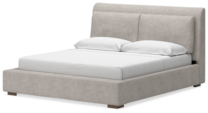 Cabalynn King Upholstered Bed with Mirrored Dresser and Nightstand