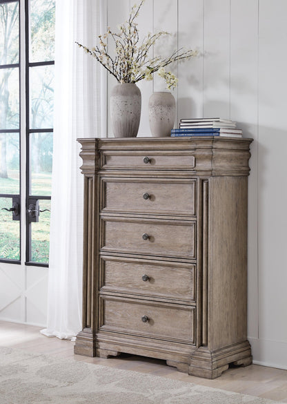 Blairhurst California King Panel Bed, Dresser, Mirror, Chest and Nightstand