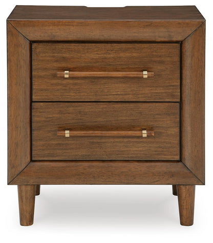 Lyncott Queen Upholstered Panel Bed, Dresser, Mirror, Chest and Nightstand