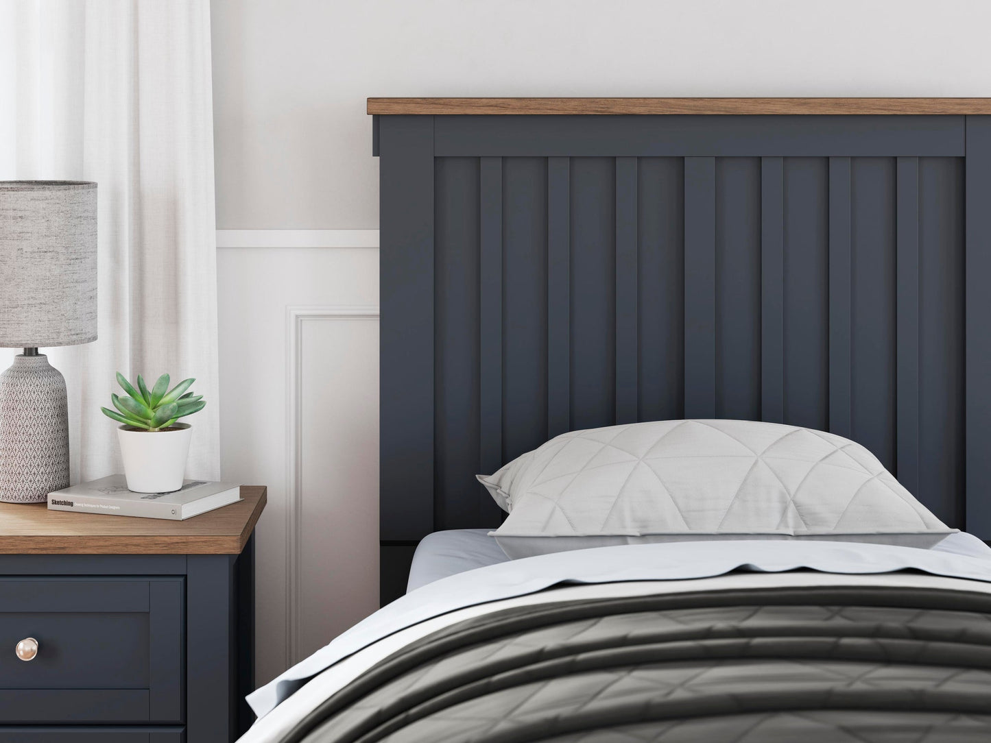 Landocken Twin Panel Bed, Dresser, Mirror and Nightstand
