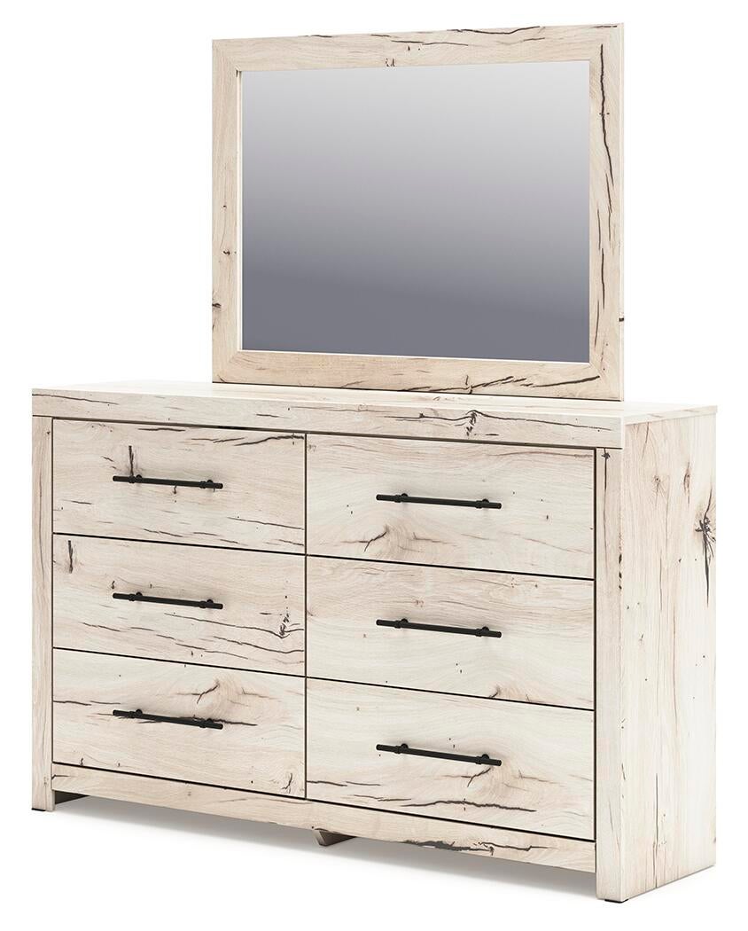 Lawroy Queen Panel Bed with Storage, Dresser, Mirror and Nightstand