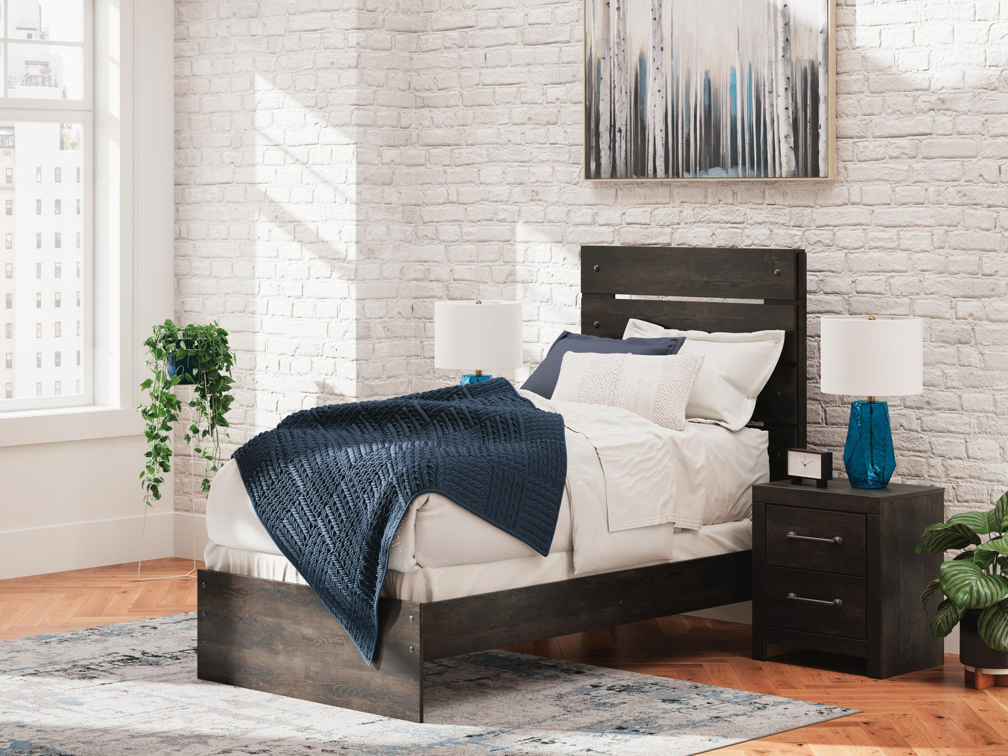 Hollivern Twin Panel Bed, Dresser, Mirror and Nightstand