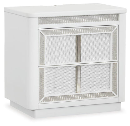 Chalanna King Upholstered Storage Bed, Dresser, Mirror and Nightstand
